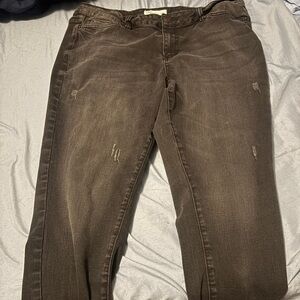 Distressed High Waisted Skinny Black Jeans